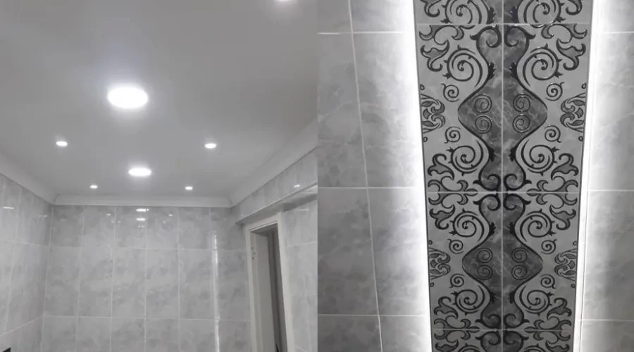 Banyo Tavanı Ve Duvara Işıklı Niş Dekor Uygulaması