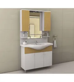 105Cm Çift Üst Kapaklı Banyo Dolabı