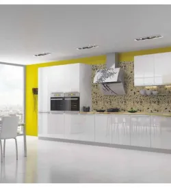 Beyaz Akrilik Kapaklı Mutfak Dolabı