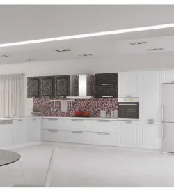 Beyaz Çiçek Membran Mutfak Dolabı