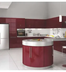Bordo Akrilik Kapaklı Mutfak Dolabı
