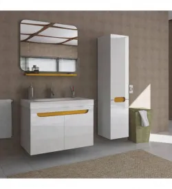 Kaunos Oval Aynalı Boy Dolaplı Banyo Dolabı