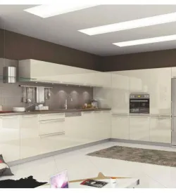 Krem Akrilik Kapaklı Mutfak Dolabı