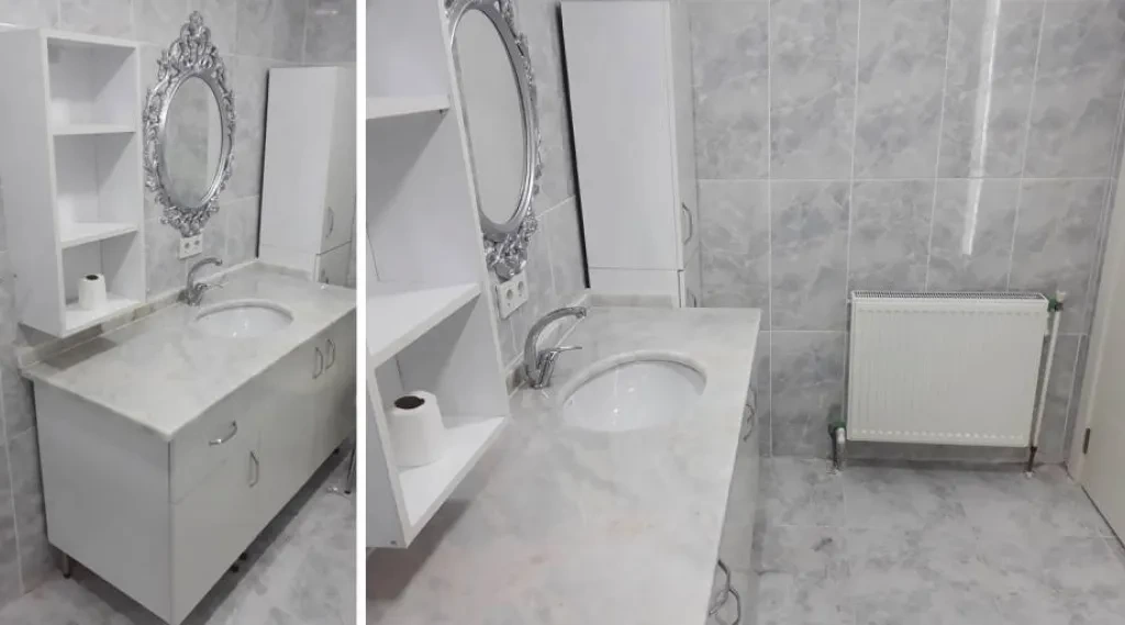 Özel Ölçü Mdf Ve Akrilik Banyo Dolabı Ve Petek Montajı